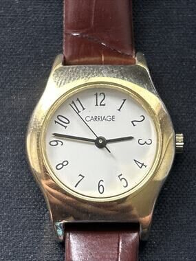 Carriage Gold Tone White Dial Women’s Quartz Watch